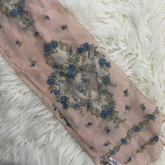 Ginnie Johansen Accessories - Vintage pink floral silk scarf GINNIE JOHANSEN